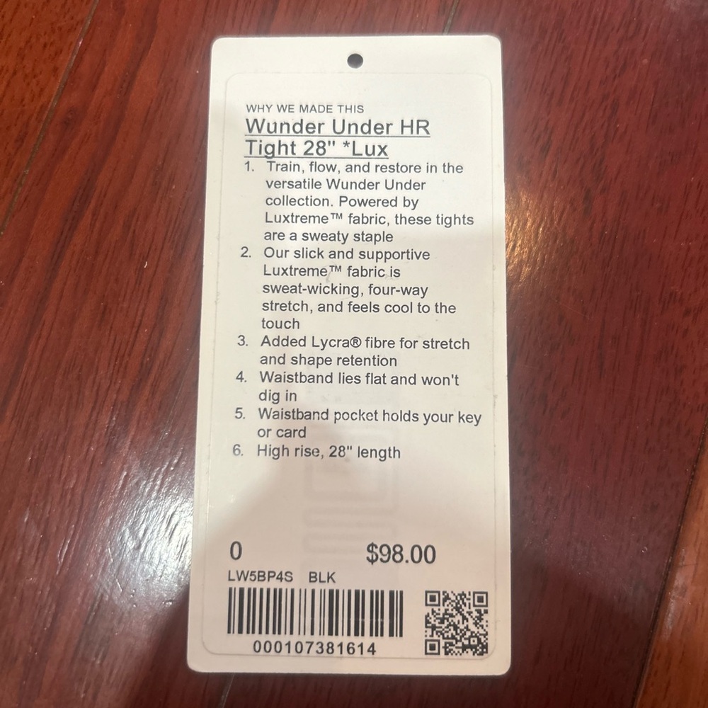 Lululemon size 0 Wunder Under HR 28”